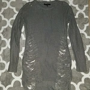 Long distressed sweater